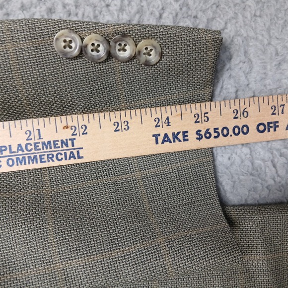 Oscar de la Renta Men's 42R 100% Wool Blazer Gray Plaid Sport Coat - Picture 6 of 7